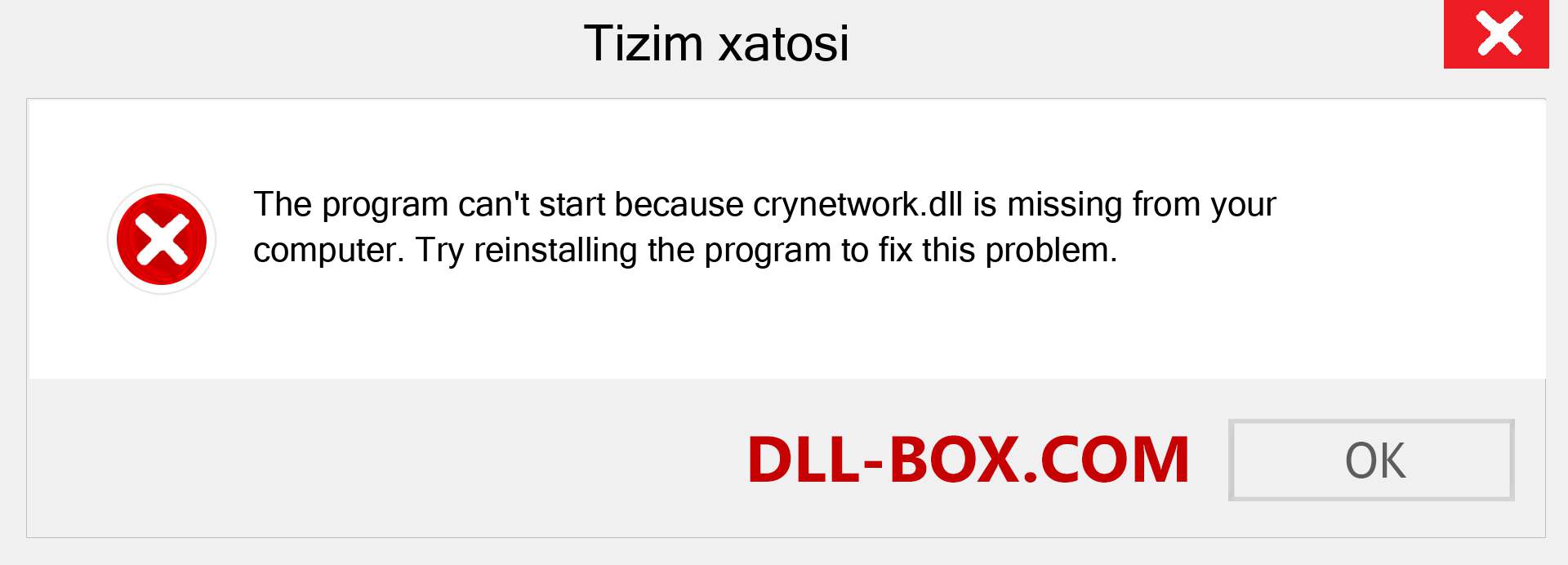 crynetwork.dll fayli yo'qolganmi?. Windows 7, 8, 10 uchun yuklab olish - Windowsda crynetwork dll etishmayotgan xatoni tuzating, rasmlar, rasmlar